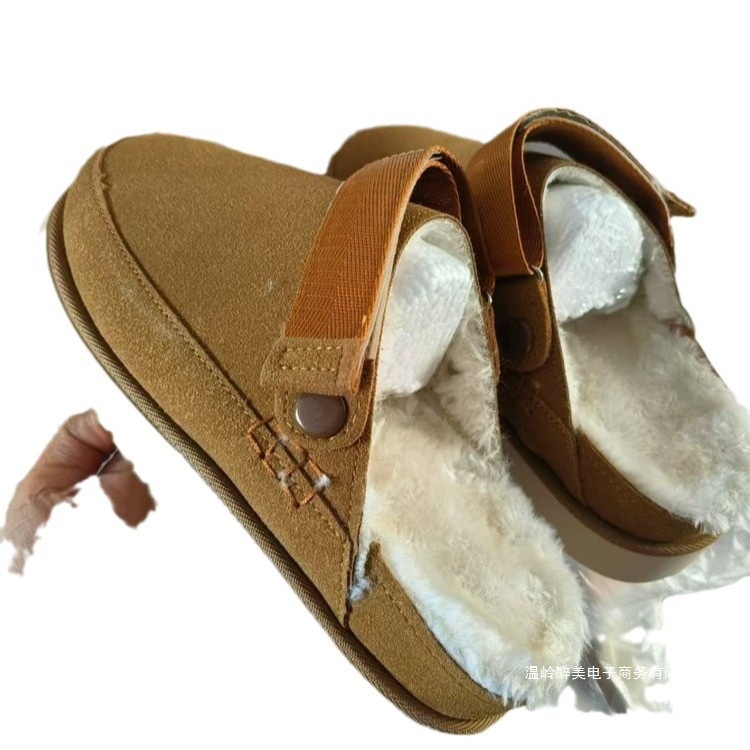 Free Shipping designer Slippers for womens snow slippers black beige brown New fashionable and versatile round toe thick sole with plush low top cotto