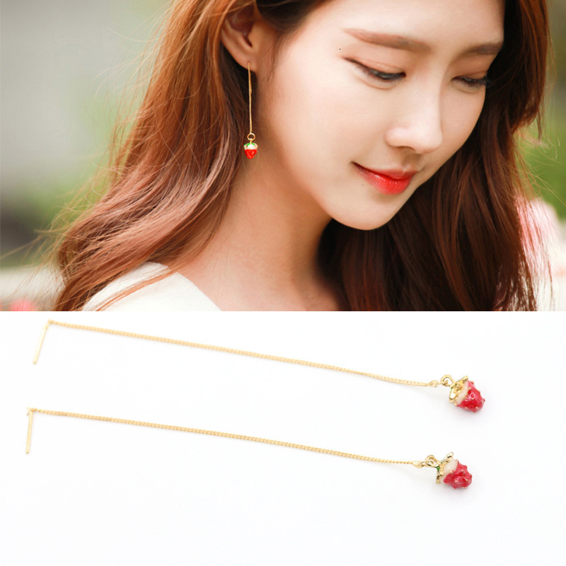 Original Cute Strawberry Necklace Sweet Short Tassel Collarbone Chain Korean Style Jewelry