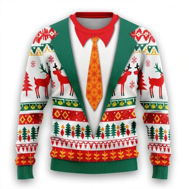 Christmas and winter Christmas sweater ugly sweater informal and stylish Christmas neck for men and women 3D 250930