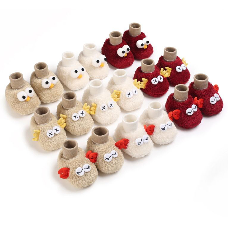 Winter Newborn Baby Socks Shoes Warm Cartoon Toddler First Walkers Boots Cotton Comfort Soft Anti-slip Warm Infant Shoes 0-18 Months K0521