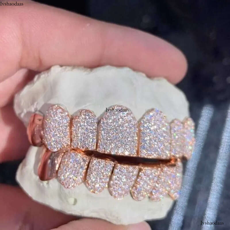 Iced Out Hip Hop Dia Teeth Rappers Top 8 Bottom Gold Plated Sterg Sliver Custom Vvs Moissanite Grillz