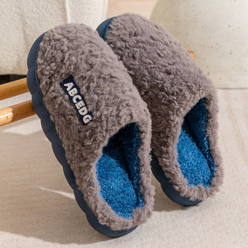 Cixi Cotton Men Women, Indoor Non-Slip Warm Home for Spring, Autumn, and Winter, Couples' Fuzzy Plush Slippers ddmymarket