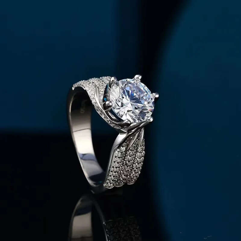 5CT Large Moissanite Dia Crown Wedding Rings Sparkling Elegant Jewelry Real Sterling Sier Round Zircon Party Women Engagement Band Ring Gift