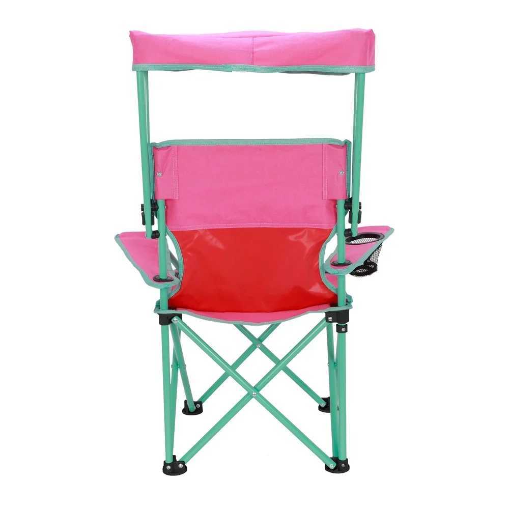 Kids Canopy Camp Chair Safety Lock Portable Outdoor Chair with Canopy Adjustable Sunshade Cup Holder Kids 125lb Capacity J2509301