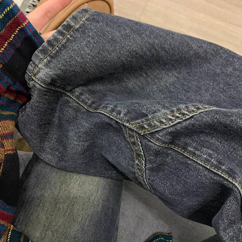 Y2K Spicy Girl Dark Series Wide Leg Jeans Women's New Street Splicing Loose High Waist Slimming Flare Pants dongdumaoyi