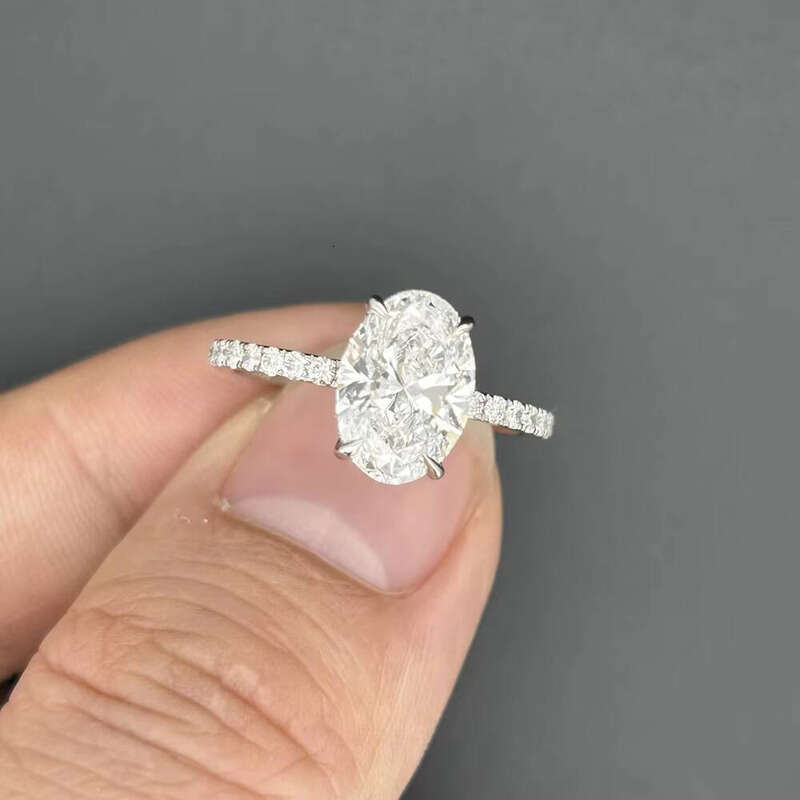 HQD VS1 IGI White Gold Oval 3 Carat Lab Engagement Ring