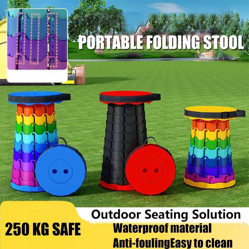 Portable Plastic Folding Telescopic Chair Lightweight Adjustable Stool for Fishing Beach Camping Compact Outdoor Foldable Seat J250930