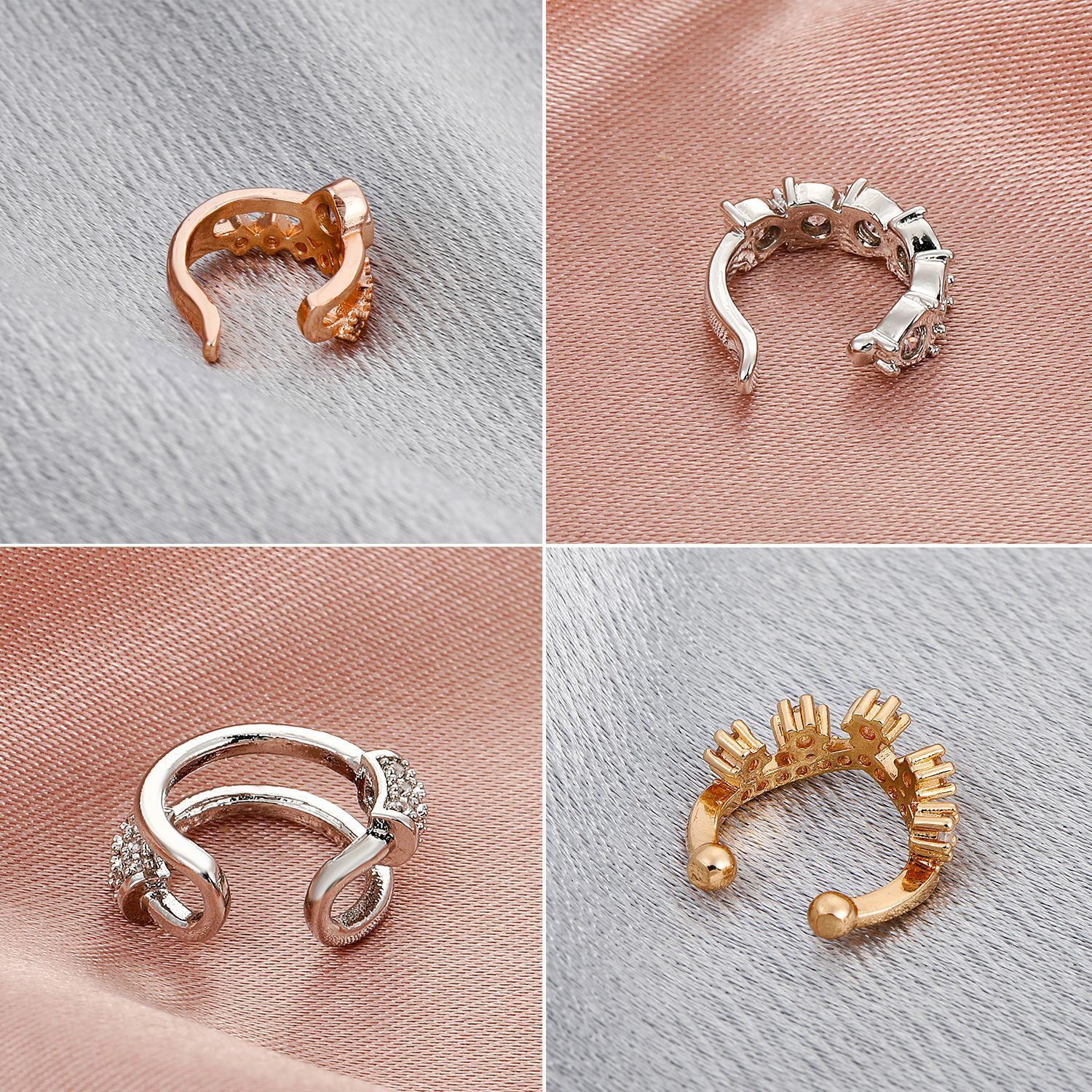 Korean Minimalist Zircon No Piercing Clip Fashion Geometric C-shaped Ear Cuff Niche Design Elegant Earrings for Women