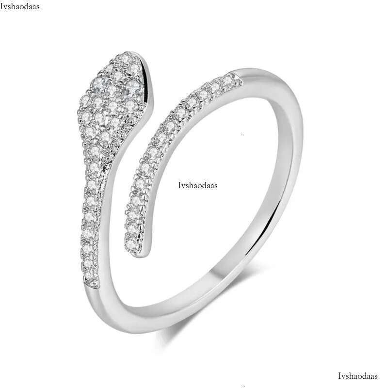 The 2025 New Collection Features Zircon Micro Inlaid Snake Shaped Ring For Fashionable Ladies An Open Designer Wedding Ring, And A Plated Jewelry Acce