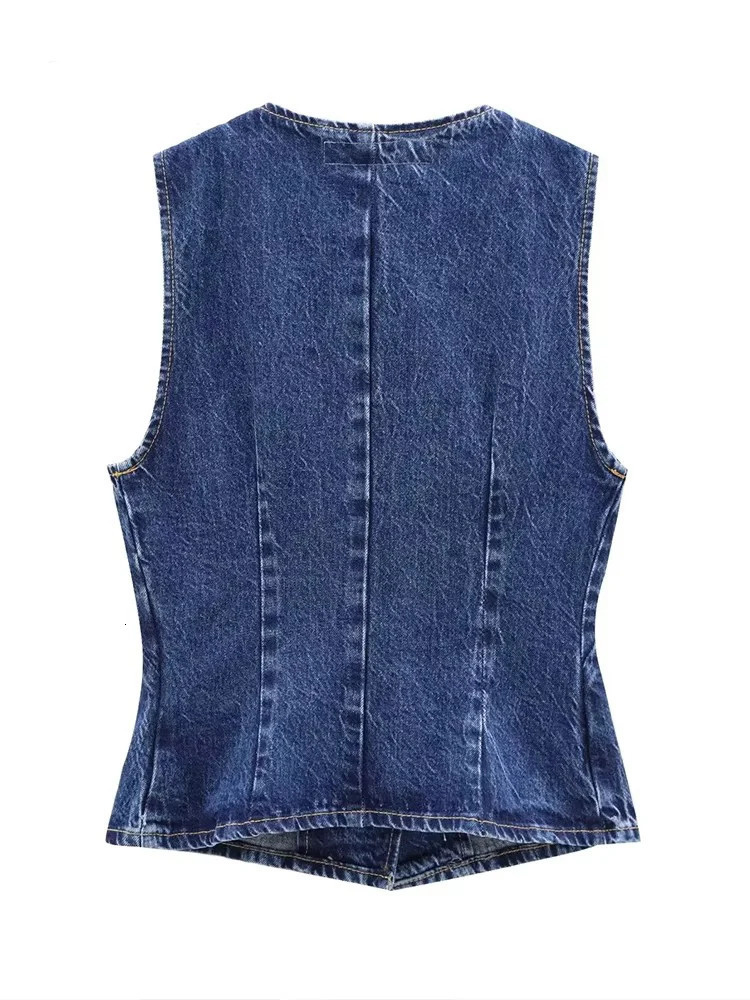 Womens Vest 2025 Fashion Denim Top Ladies Casual Cropped Sleeveless Jacket Coat Streetwear Waistcoat Outerwears 250930