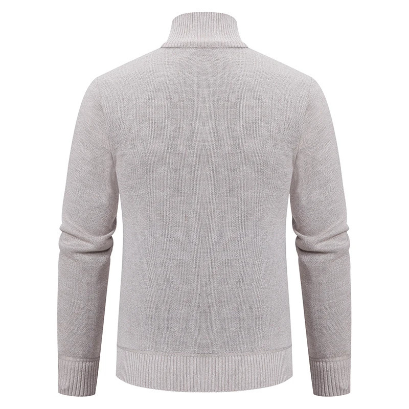 Mens Warm Fleece Cardigan Full Zip Sweater Clothes Striped Brown Knitwear Fashion Knitted Jacket Coat 250929
