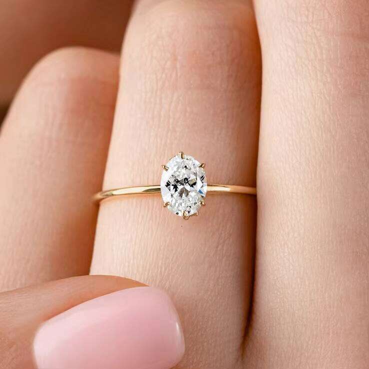 Luxury VVS Moissanite Chain Ring Crystal Promise Engagement Gold Plated Sterling Silver Ring