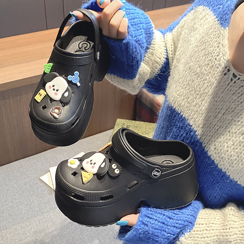 Women's New Summer Outdoor Versatile Thick Soft Sole Height Increasing 9cm Hole Slippers ddmymarket
