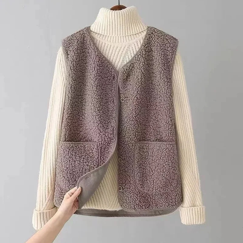 Lamb Fur Particle Velvet Womens Vest Jacket Early Spring Fashionable Personality Leather Integrated Outdoor 250930