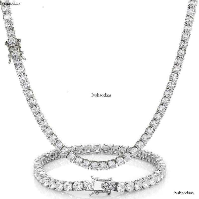 HipHop Jewelry ice out 3mm 4mm 5mm 6mm sterling sier VVS Moissanite Dia Tennis Link Chain Bracelet Necklaces