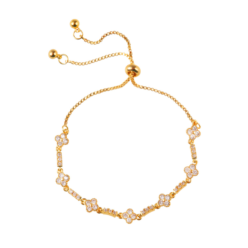 Korean Style Light Exquisite High-End Zircon Flower Bracelet Commuting Versatile Niche Design Fashionable Elegant Jewelry