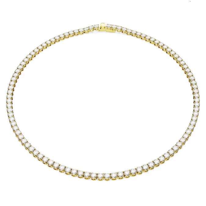 Fashion Tennis Necklace Designer For Women Stainless Steel Plated Gold Crystal Diamond Tennis Chain Necklaces Designer Jewelry Woman Luxe Christmas Gift