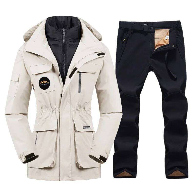 Winter Women's Ski Suit Waterproof Windproof Snowboard Wear Snow Down Cotton Jackets And Fleece Pants Jacket Female Warm Coat