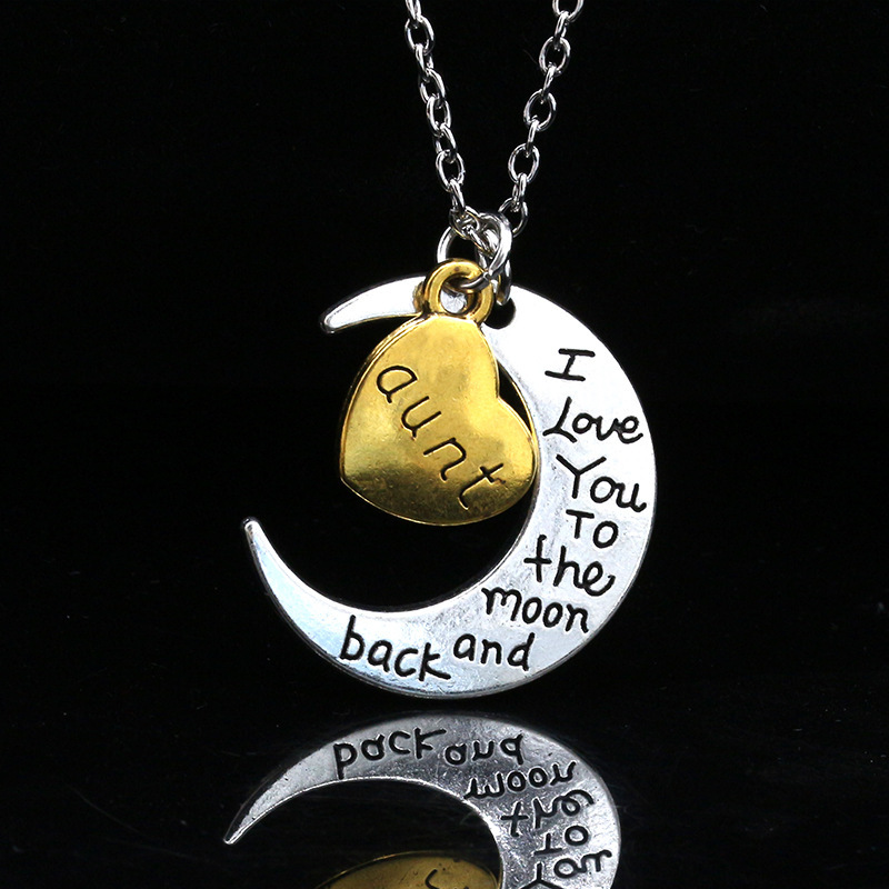 New Moon Heart Letter Family Necklace Fashion Trend Jewelry Accessories