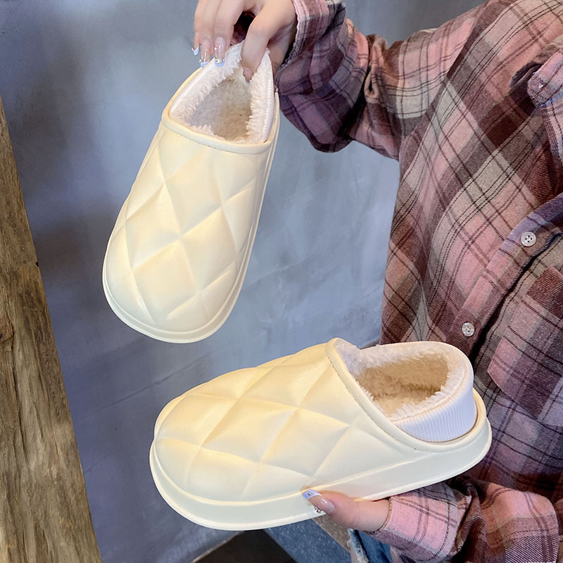 Winter Cotton Women with Heel Cover, Outdoor Plush Shoes, Fleece-Lined Home for Men, Indoor Thick-Soled Soft Slippers ddmymarket