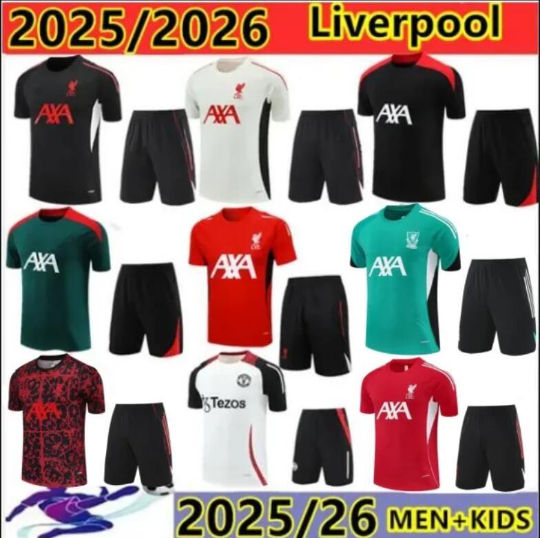 2025 2026 salah football tracksuit kit 25 26 LFC mens kids half pull training jersey football tracksuit survetement foot chandal footballtracksuit