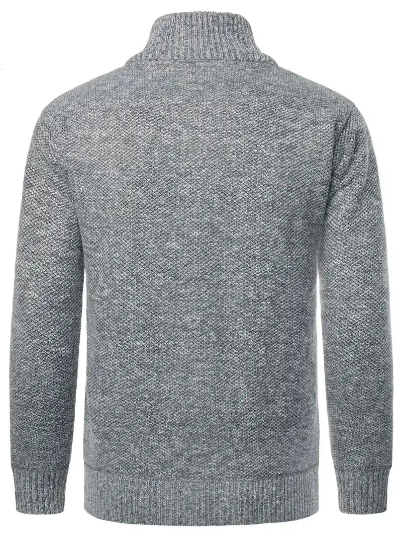 Mens Patchwork Knit Cardigan Sweater Men Casual Fleece Full Zip Regular Fit Solid Color Plus Size 3XL 5 Colors 250929