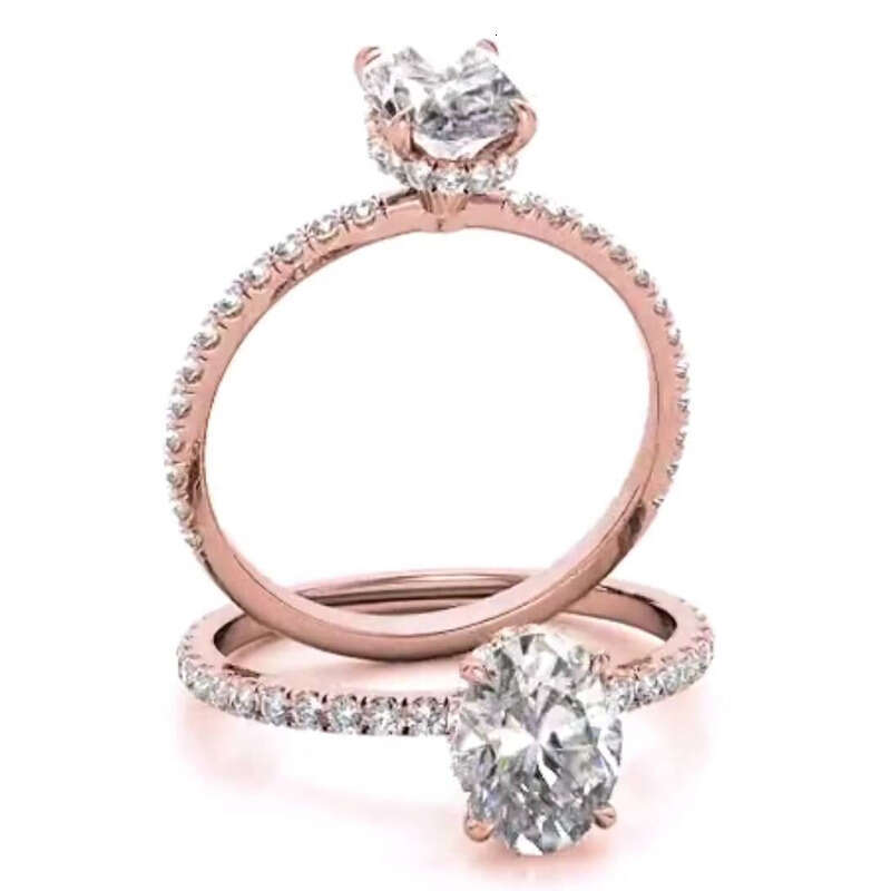 S Sterling Silver Gold Plated 1/2/2.5/3/4/5/6ct Oval Cut D VVS Moissanite Single Engagement Wedding Ring