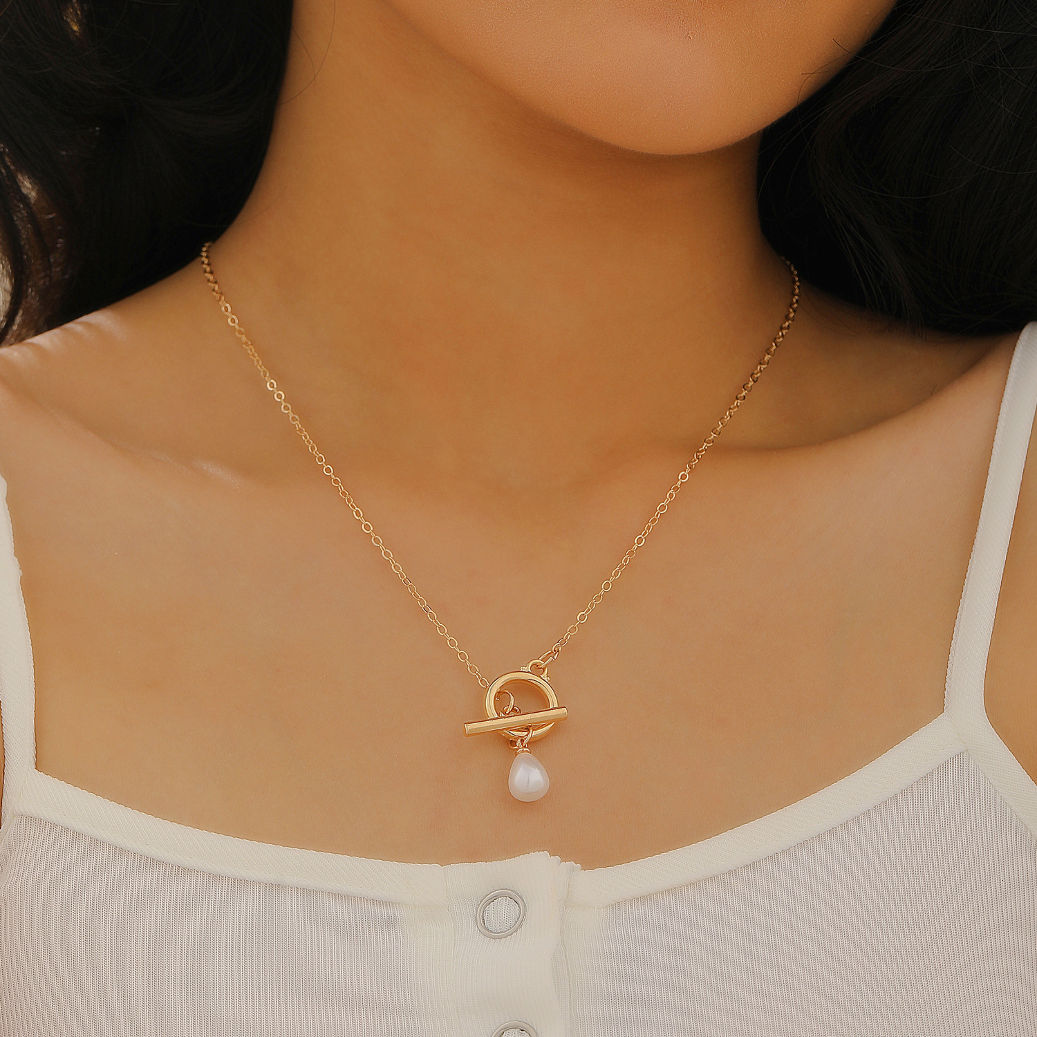 OT Buckle Jewelry Accessories High-end Irregular Baroque Pearl Necklace Bracelet Set for Women