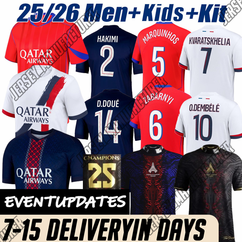 24 25 26 Paris maillot KVARATSKHELIA BARCOLA O.Dembele G.RAMOS Kits 24 25 Soccer Jerseys maillot de foot HAKIMI SERGIO football Shirt men kids kit Stadium sock