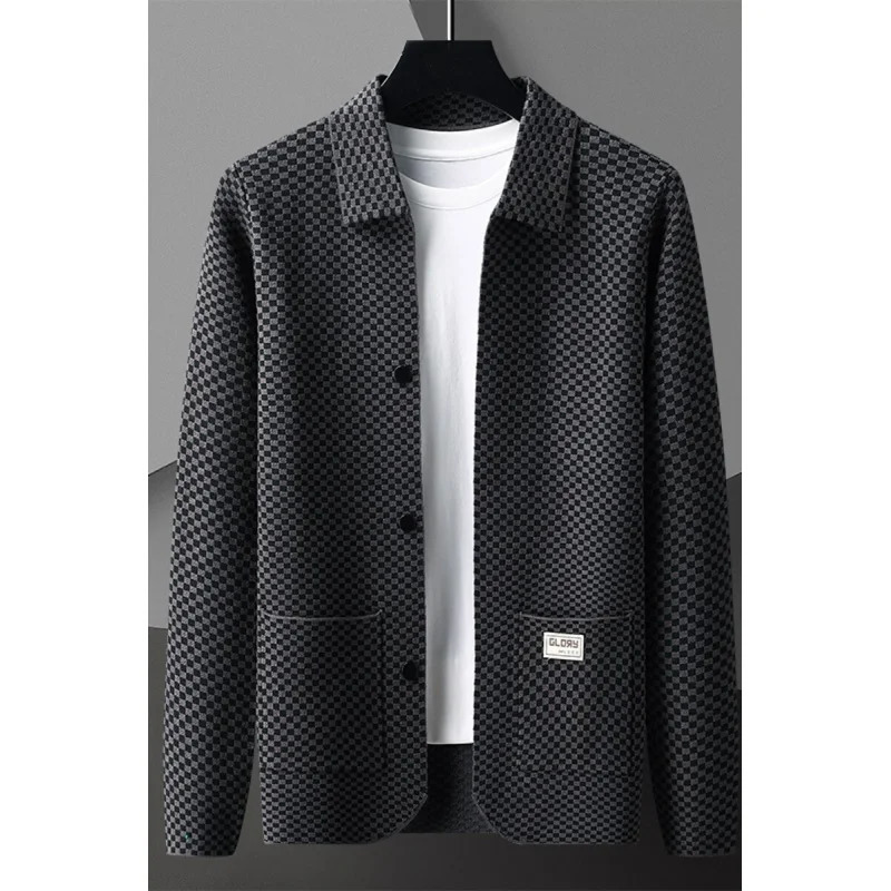 Autumn Turndown Collar Knitted Cardigan Jacket Mens Casual Versatile Korean Style Student Slim Fit Top 250929