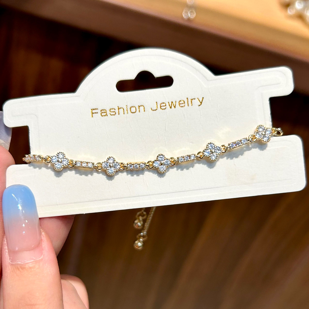 Korean Style Light Exquisite High-End Zircon Flower Bracelet Commuting Versatile Niche Design Fashionable Elegant Jewelry