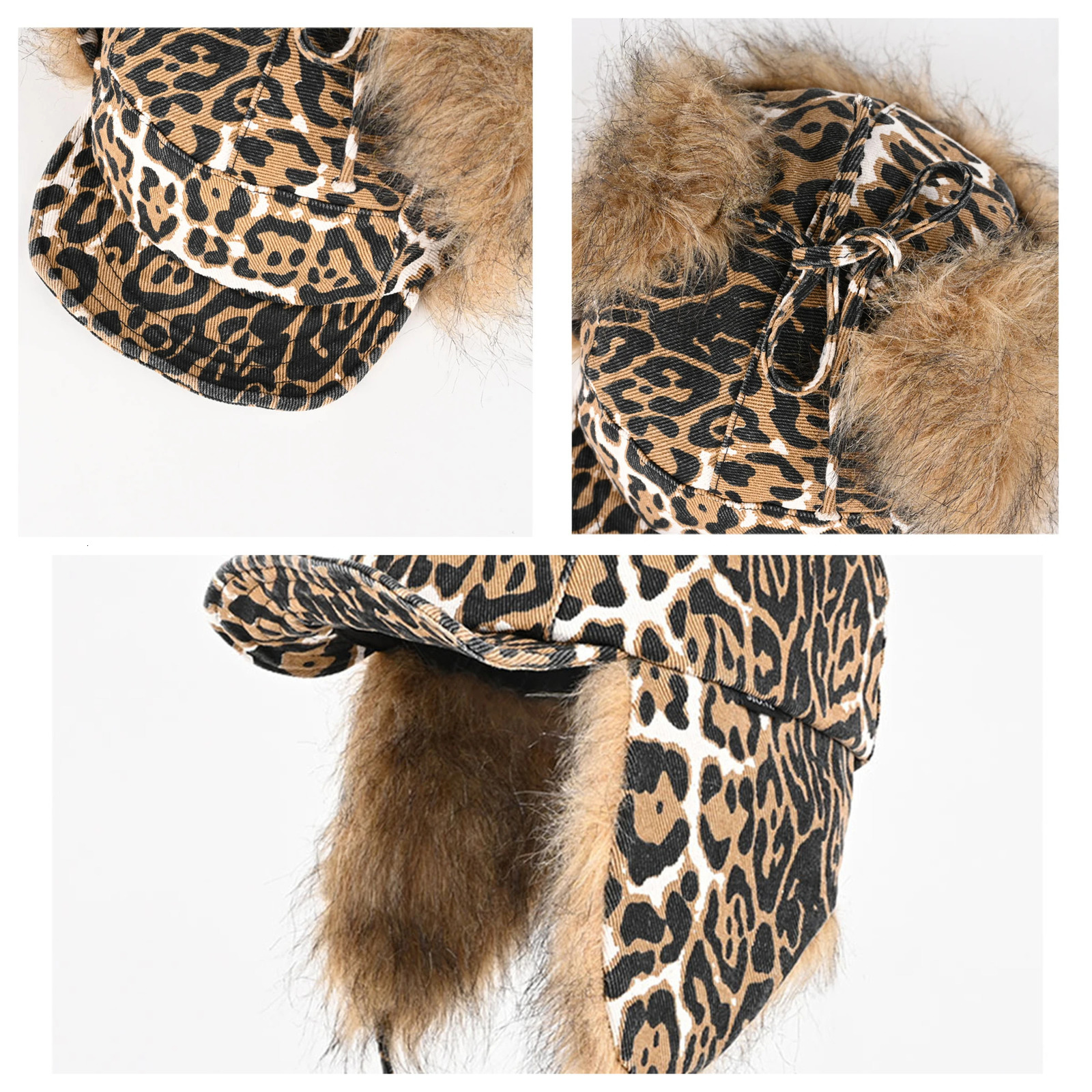 Winter Warm Trapper Hat for Women Men Leopard Print Earflap Beanie Retro Street Cool Style Ushanka for Outdoor Snow Riding 250929