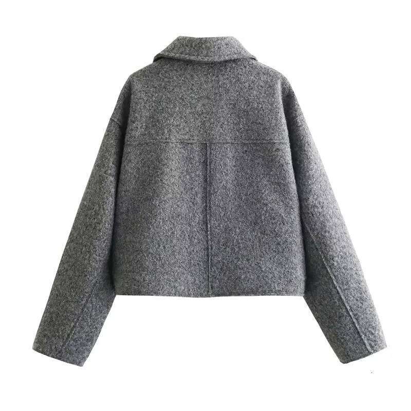 MUJER Tweed Cropped Jackets For Autumn Winter Short Coat Women Zip Crop Demi-Season Jacket Woman New In Outerwears