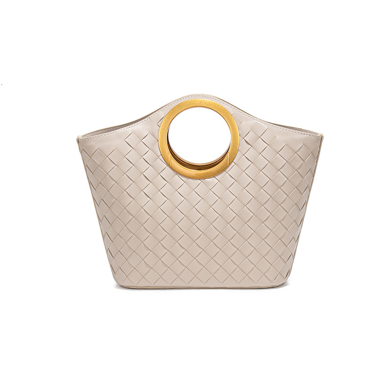 Metal Handle Round Ring Handbag High-end Basket New Fashion Commuter Tote Crossbody Shoulder Bag