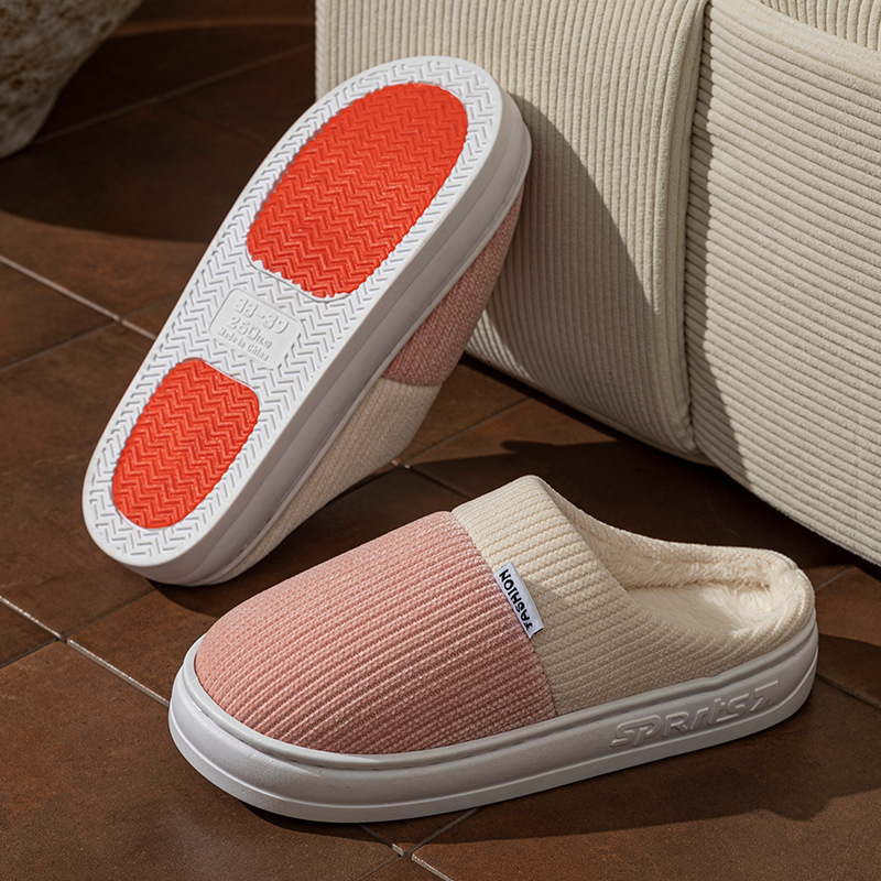 Elderly Non-Slip Autumn Winter 2025 New Couple Thick Sole Home Plush Warm Cotton Slippers for Women ddmymarket