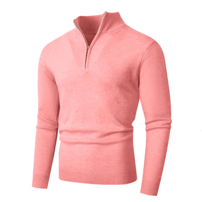 Mens Quarter Zip Pullover Sweater Lightweight Mock Neck Slim Fit Knit Casual Polo Sweaters Solid Color Cardigan 250929