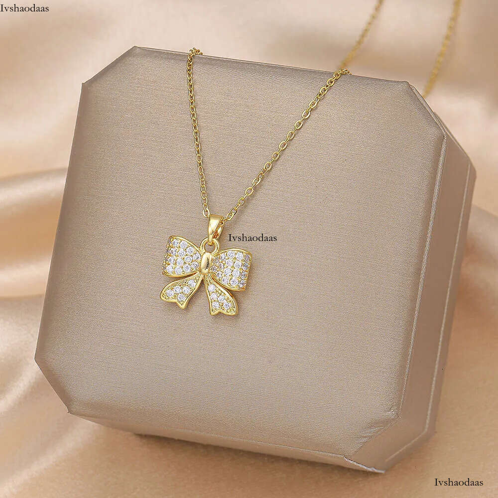 stainless steel clover necklace gold dia butterfly fashion star moon pendant women's clavicle chain jewelry