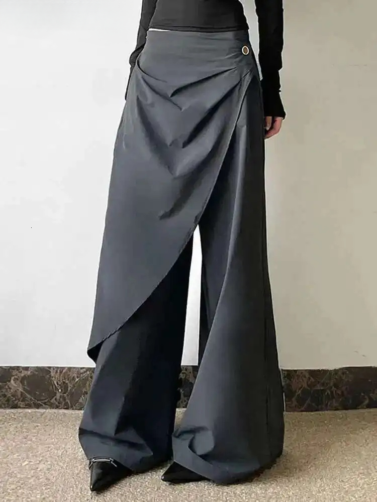 Personalized Wide Leg Pants For Women 2025 Spring Autumn New High Waist Solid Color Casual Trousers Female Elegant 25Z1379 dongdumaoyi