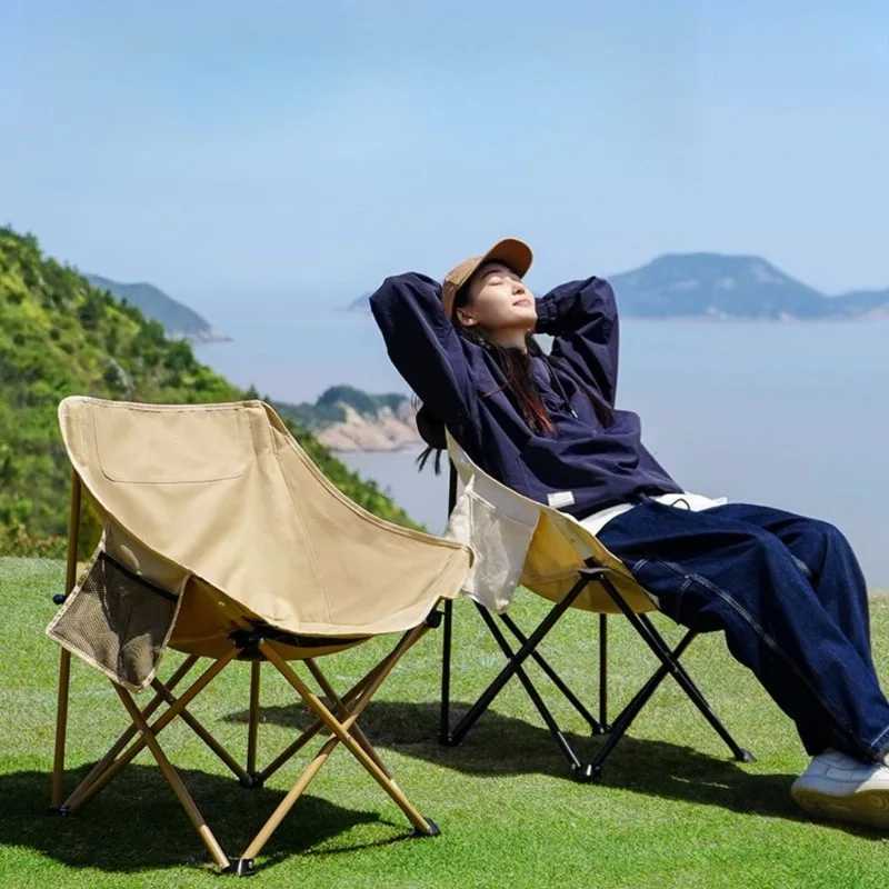Outdoor Single Camping Chair Oxford Beach Picnic Stable Comfortable Backrest Folding Chairs Portable Camping Furnishings J250930