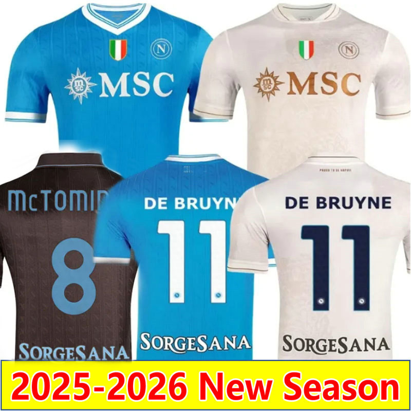 2026 Napoli DE BRUYNE HOJLUND soccer jerseys 25 26 LUKAKU Naples football shirt Maradona McTOMINAY SSC Naples ANGUISSA NERES maillots de futol MEN KIDS uniforms