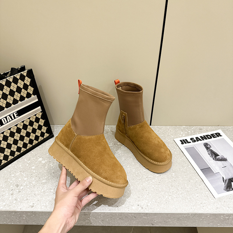 Free shipping designer new arrival women's elastic snow boots 2025s winter hot item thick sole versatile high-quality warm socks boots Black came