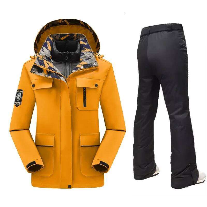 Outdoor Women Mountain Skiing Warm Sport Suits Ladies Snow Clothing Winter Down Jacket And Strap Pants Brand Ski Suit Plus Size