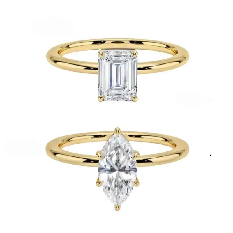 Igi Certified Lab-Grown Solid Gold Oval Marquise Cut Synthetic Engagement Cvd Lab Grown Dia Ring