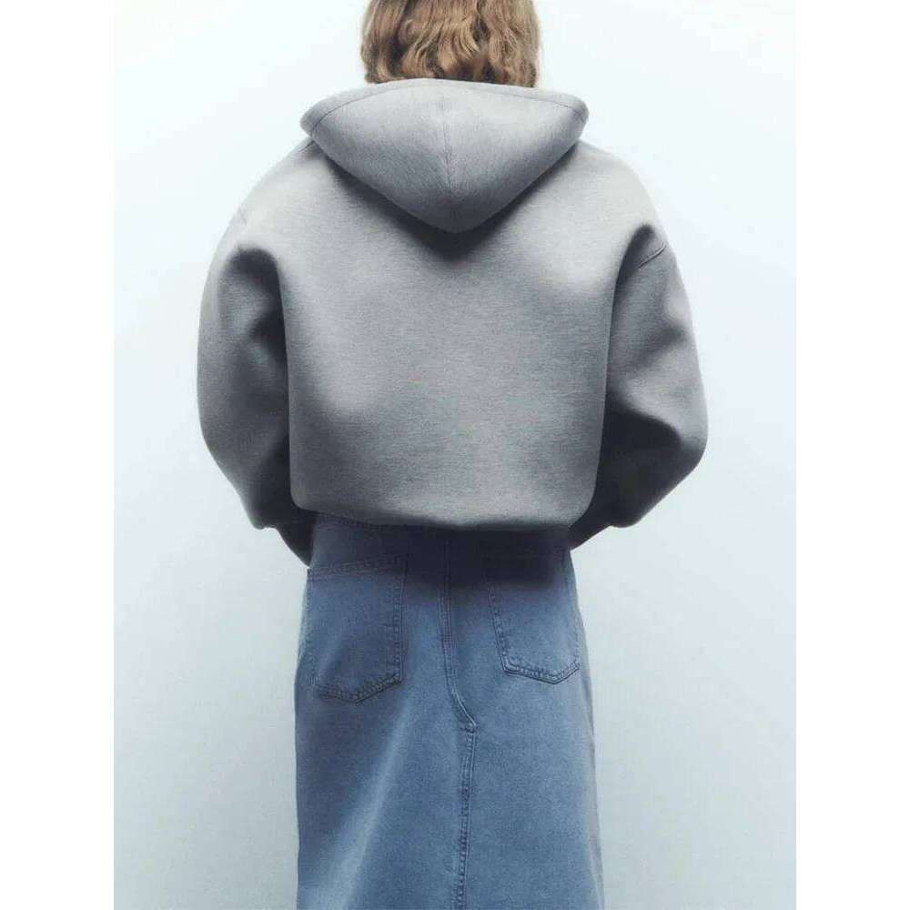 Women's Versatile Hooded Zip Long Sleeve Loose Jacket Fashion Oversized Casual Top Sweatshirt Street Basic Sports Wear