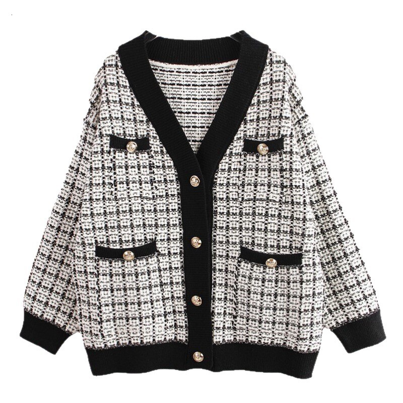 2025 autumn and winter women's elegant small designer high-end multifunctional medium loose knitted cardigan woolen sweater coarse wool new luxur
