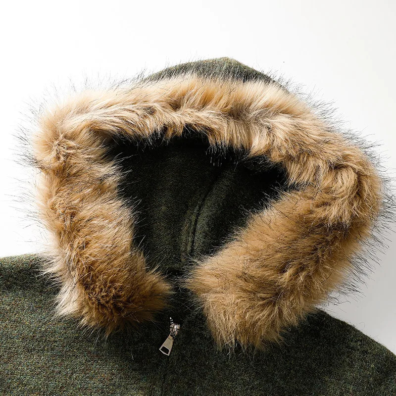 Mens Multi Color Hooded Knit Jacket Faux Fur Trim Zip Up Oversized Warm Trendy Winter Casual Outfits 250929
