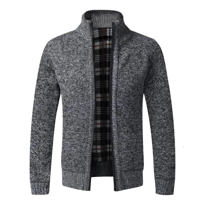 Autumn Winter Warm Cardigan Men Fleece Zipper Sweaters Jackets Mens Slim Fit Knitted Sweatercoat Thick Sweater Coat 250929