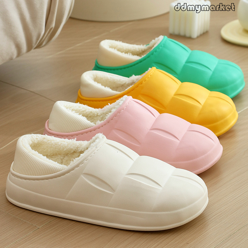 New Cotton Slippers Women, Warm Waterproof, Couple's Thick-Soled Autumn and Winter Shoes with a Soft Cushioning Feel for Men ddmymarket