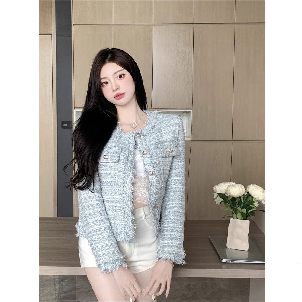 2025 White Women's Short Coarse Wool Short Coat Winter New French Designer Jacket Style Elegant Multi functional Social Fashion Top Autumn/Winter