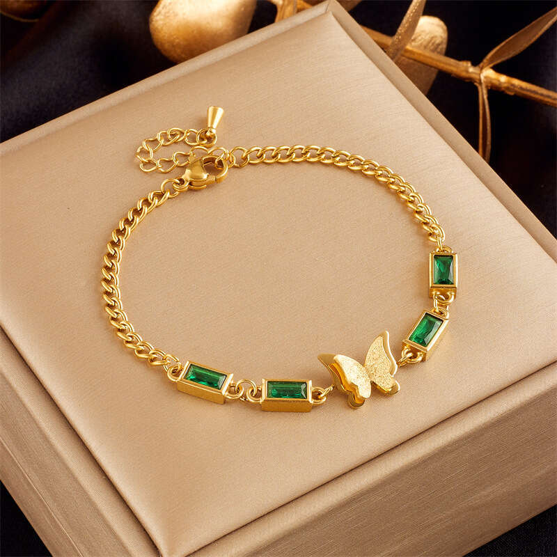 Fashionable High-End Niche Design Light Versatile Gold-Plated Butterfly Pearl Flower Inlaid Dia Accessories Bracelet